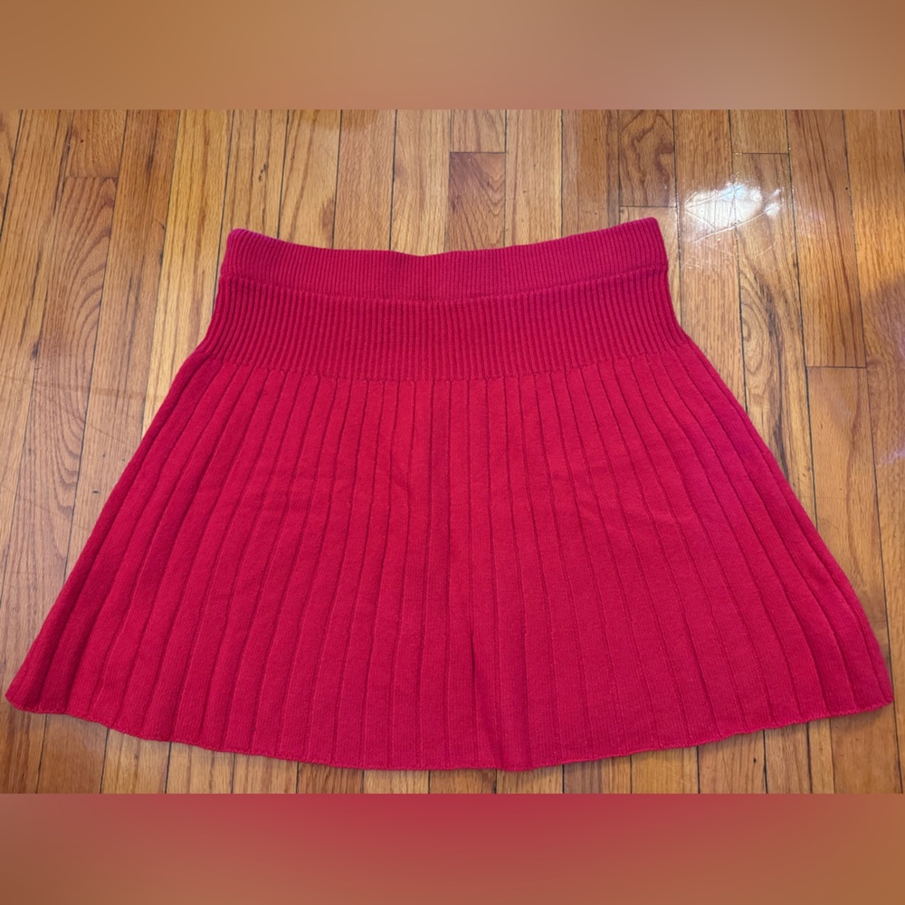 Rebdolls Red Ribbed Knit Skater Skirt and Sweater set